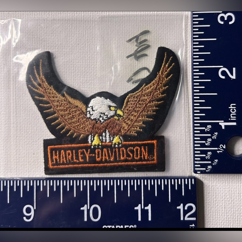 Authentic Vintage Harley-Davidson Patch / Emblem Brown Logo Eagle Wings Up small
